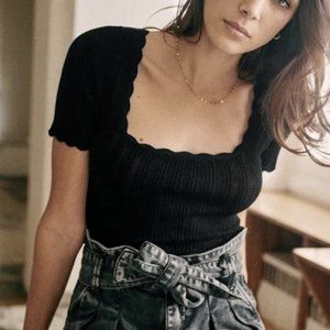 Sézane “Maille Anil” Textured Knit Top